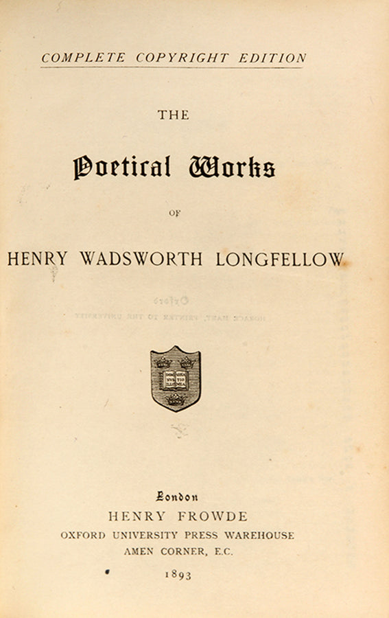 A lovely copy of Henry Wadsworth Longfellow's Poetical Works in a contemporary tree-calf binding.