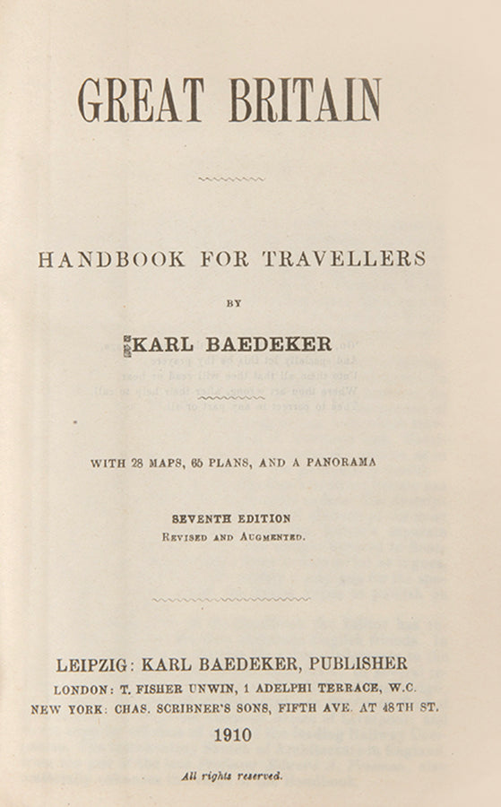 Last edition of Baedeker's guidebook to Great Britain to be publisehd before the outbreak of world war I.