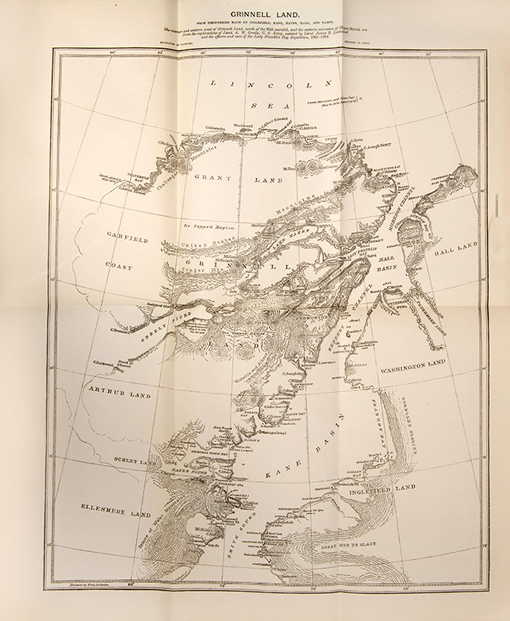 First edition of Greely's Three Years of Arctic Service. This United States expedition during the First International Polar Year explored the north coast of Greenland, the interior and west coast of Grinnell Land, and extended the mapping of Hayes Sound.