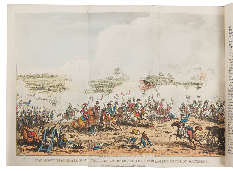 A handsome set of Ireland's Life of Napoleon, illsutrated with 26 aquatints by George Cruikshank, and bound in red morocco by Bayntun Riviere.