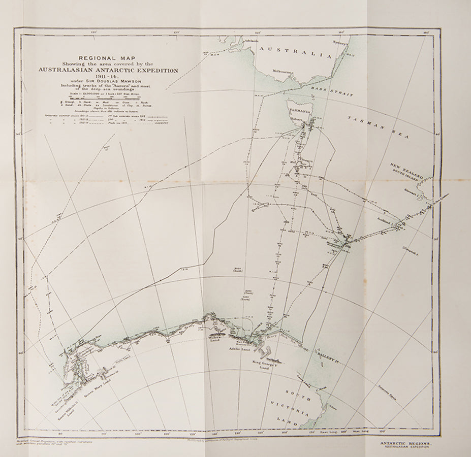 First edition of John Davis' With the Aurora in the Antarctic. As captain of the Aurora during Mawson's 1911-14 expedition, Davis was able to produce one of the few first-hand accounts available in print.