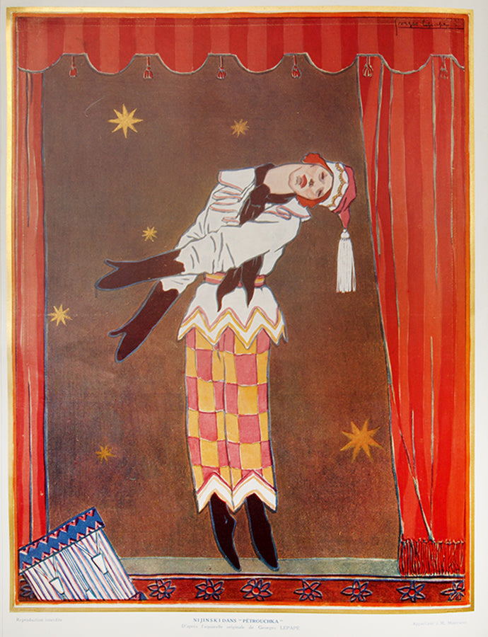 A luxurious programme for the Ballets Russes presenting Nijinsky and other in their colouful costumes by Bakst.