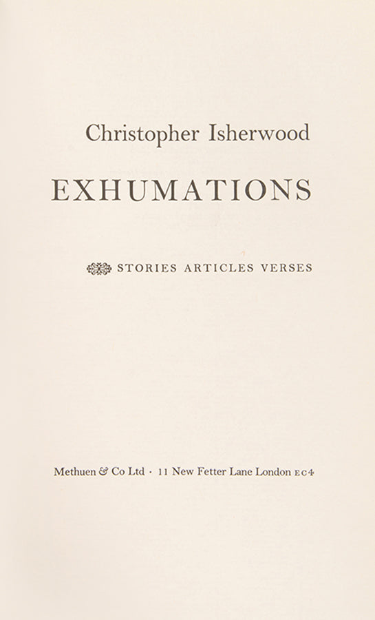 First edition of Exhumations by Christopher Isherwood.