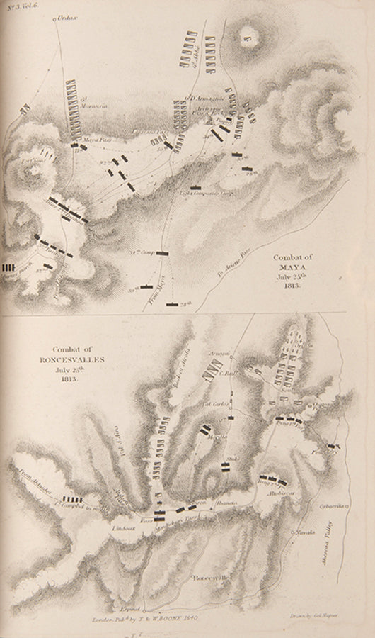 A superlative, first edition set of Napier's History of the War in the Peninsular, in sprinkled calf by Riviere, illustrated with 55 engraved plates