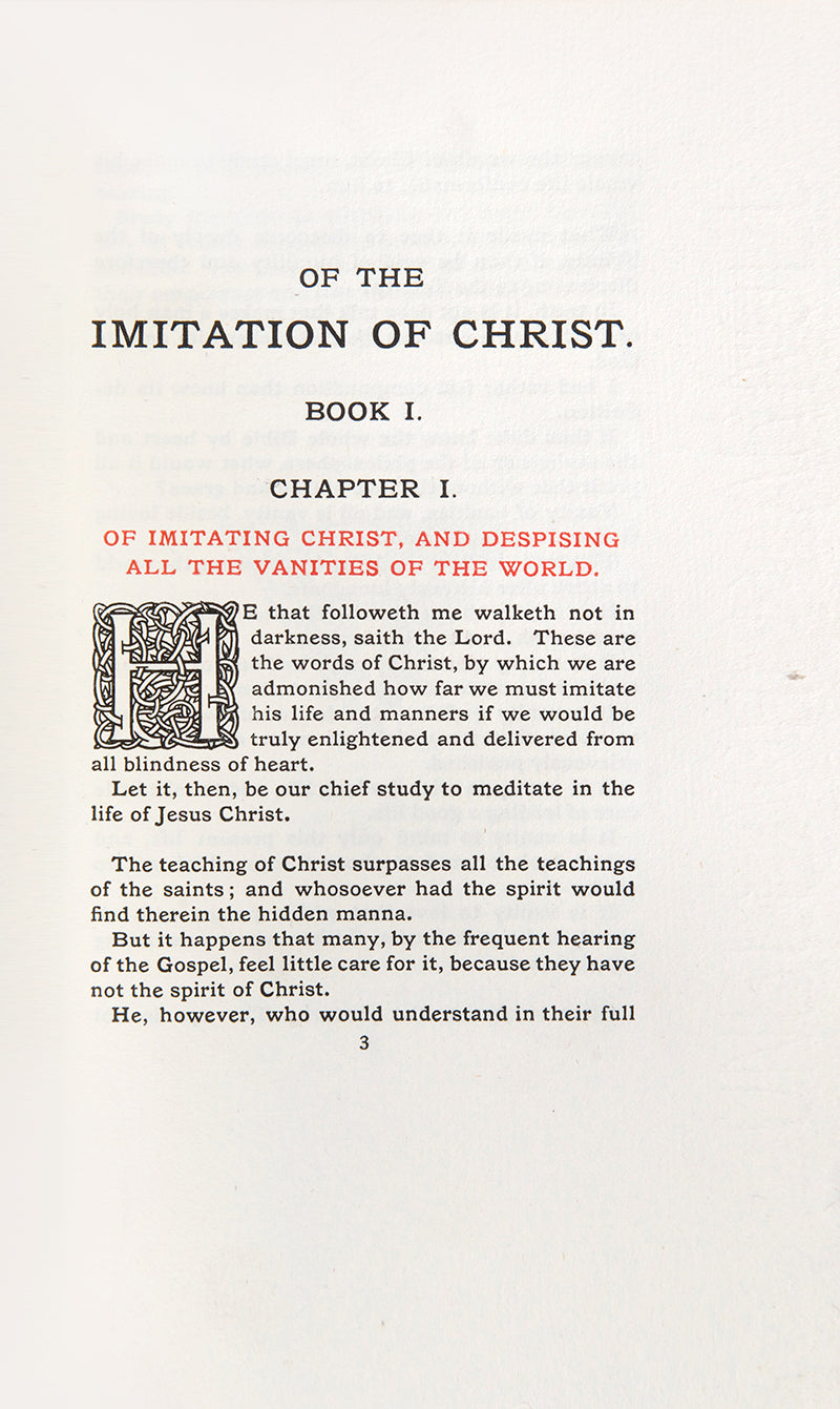 A beautiful finely printed example of Thomas a Kempis' important devotional work, Of the Imitation of Christ