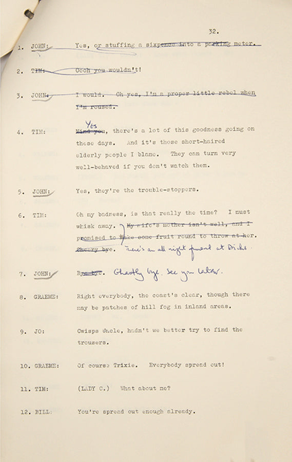 John Cleese's working copy of series seven, episode seven of I'm Sorry, I'll Read That Again, with his extensive annotations. <br /><br />