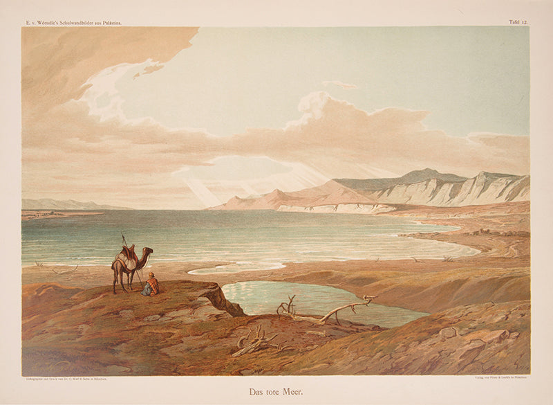 Scarce set of chromolithographs after paintings by Edmund Wörndle von Adelafried showing pamoramic views of Palestine.