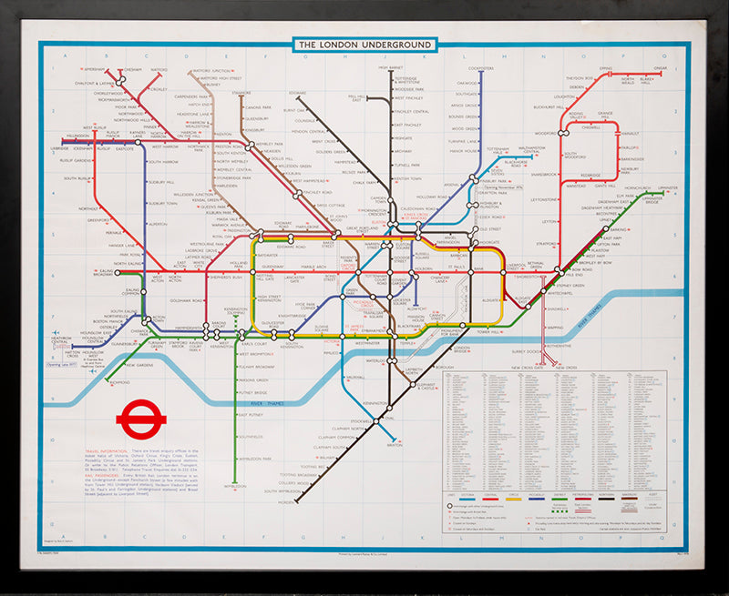 Large colour printed map of the London Underground, designed by Paul Garbutt and dated July 1976, No.1 -1976, restoring the tube map's elegant curves