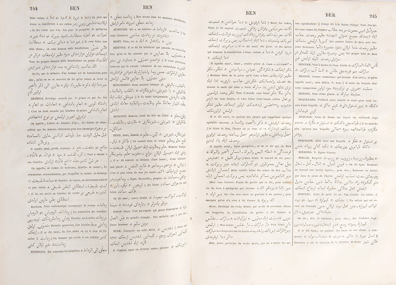 First edition of Alexander Handjeri's Dictionnaire Français - Arabe - Persan et Turc, an early multi-lingual dictionary by the Prince of Moldavia.