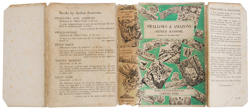 The first illustrated edition of Swallows and Amazons by Arthur Ransome, with illustrations by Clifford Webb