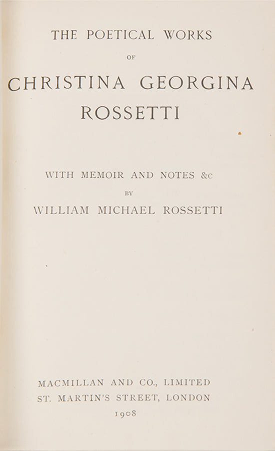A handsome copy of Christina Rossetti's poems, in crushed red morcco by Spottiswoode