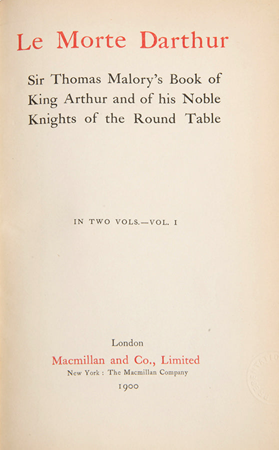 A handsome copy of Sir Thomas Malory's Le Morte d'Arthur in half brown morocco by Bayntun Riviere