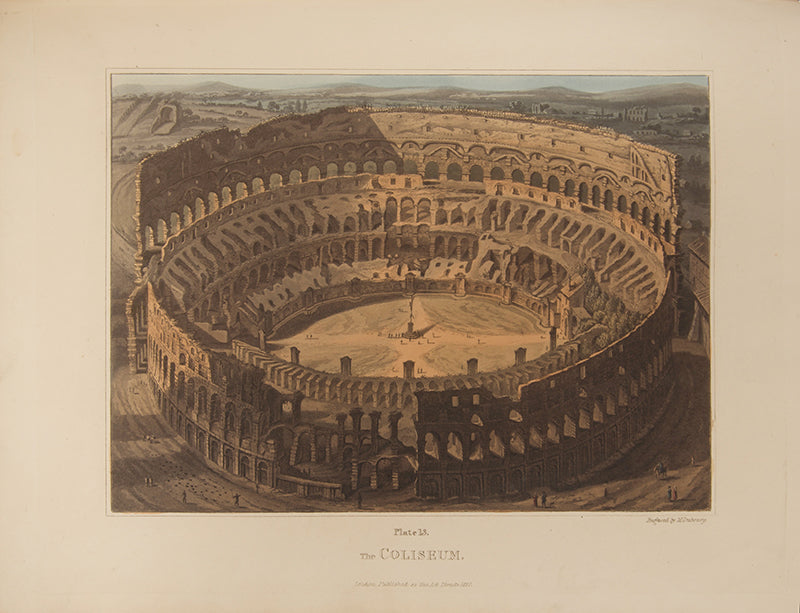 First edition of Matthew Dubourg's Views of the Remains of Ancient Buildings in Rome, with 26 fine hand-coloured aquatinits of the ancient buildings of Rome.