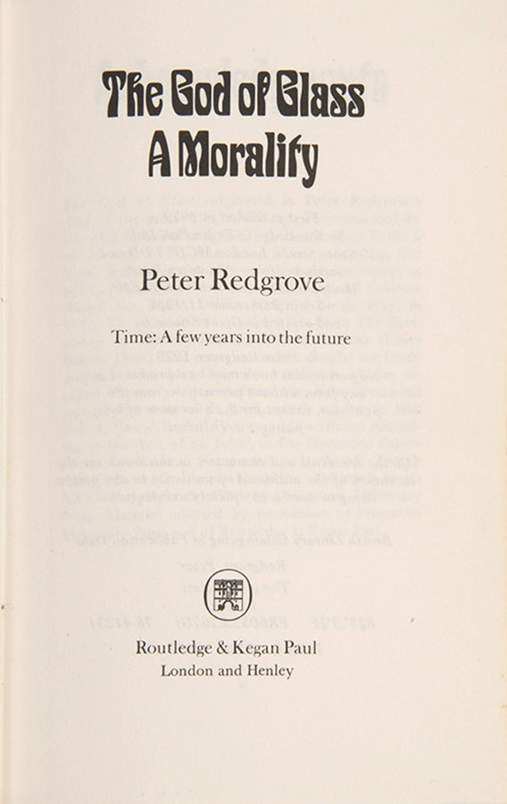 First edition of The God of Glass by Peter Redgrove, 1979.