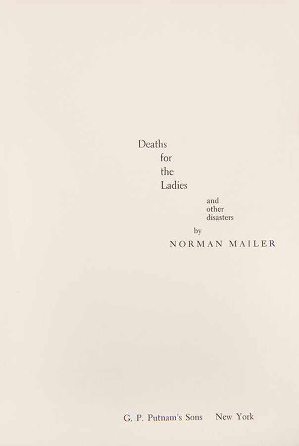 A first edition, signed by the author and addressed to his British editor, Francis Wyndham, of Mailer's first poetry collection.