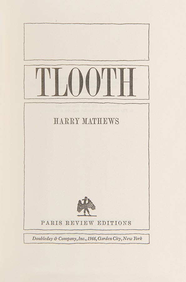 A handsome first edition of Mathews' second novel published in collaboration with the Paris Review.