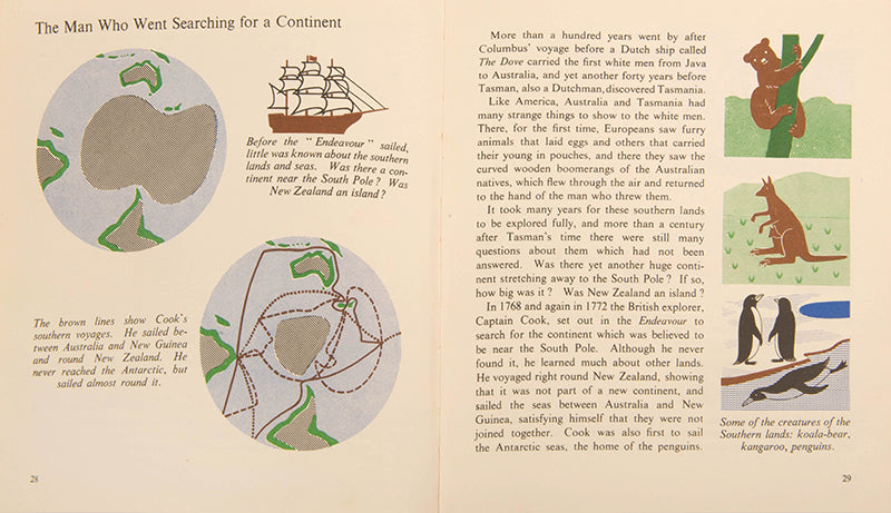 First edition of How the Wold Was Explored, a children's book by graphic design pioneer Marie Neurath, with the rare dust jacket.
