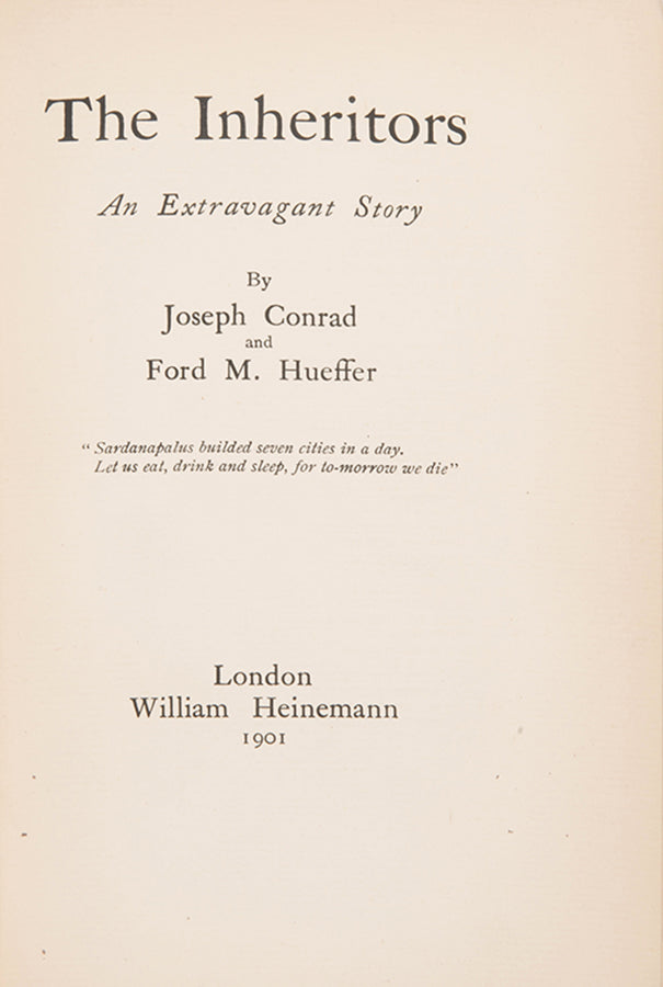 First edition of The Inheritors by Joseph Conrad and Ford M Hueffer.