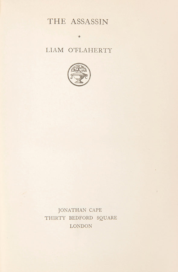 First edition of The Assassin by Liam O'Flaherty, one of 150 copies numbered and signed by the author.