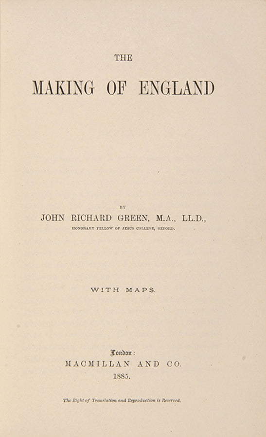 An excellent example of John Richard Green's history of the Anglo-Saxon settlement of Britain, The Making of England