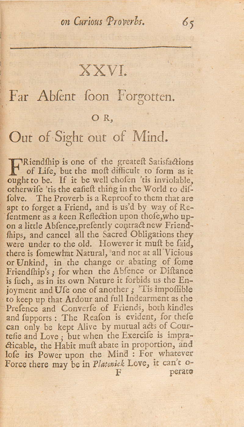 The first edition of this collection of 134 traditional proverbs compiled by the churchman Samuel Palmer