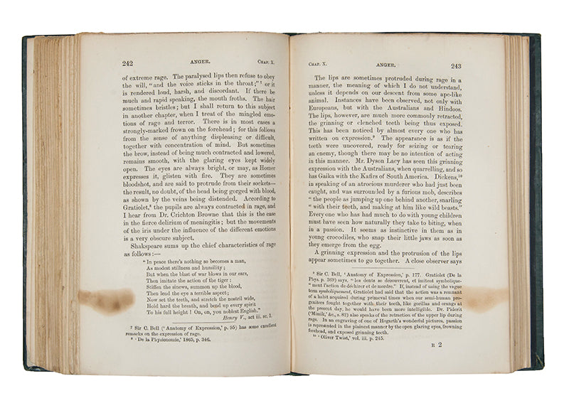 First edition, second issue of The Expression of the Emotions in Man and Animals by Charles Darwin, published in 1872.