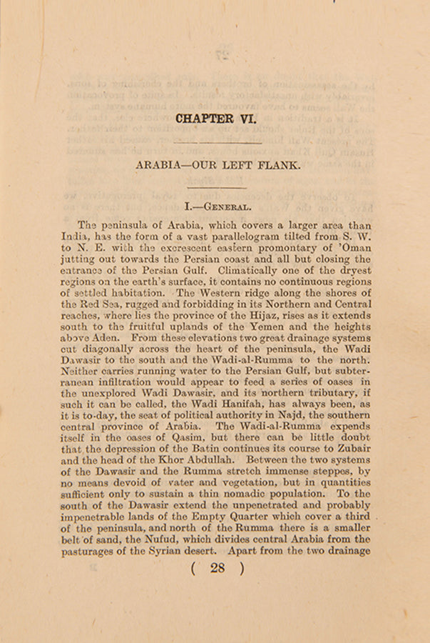 First edition of A Sketch of the Political History of Persia, Iraq and Arabia by Sir Arnold Wilson, a scarce pamphlet on Iraq and its neighbours, namely Saudi Arabia and Ibn Saud.