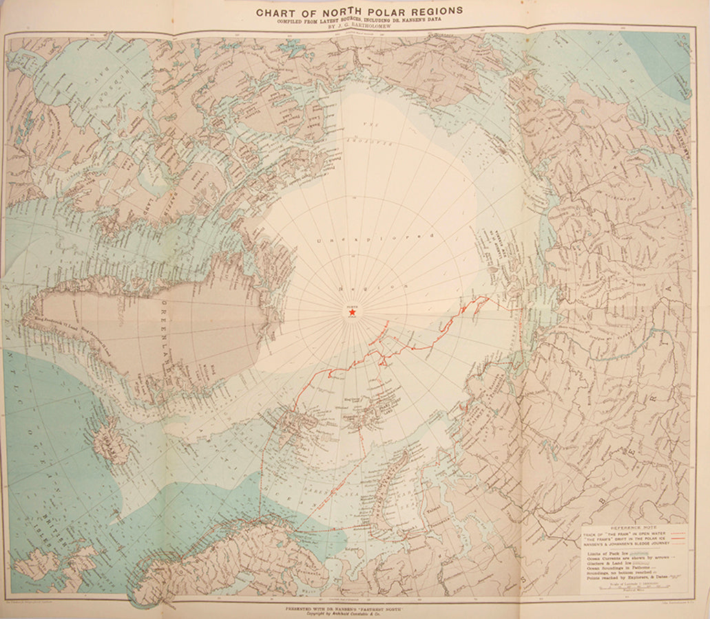 The second edition, with the elaborate gilt cloth decoration new to this edition, of Fridtjof Nansen's Farthest North, the official account of the Fram expedition.