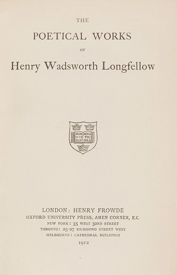 A handsome example of the collected poems of Henry Wadsworth Longfellow in a tree calf prize-binding for Shrewsbury School