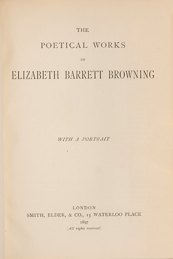 A handsome edition of the collected poems of Elizabeth Barrett Browning finely bound in contemporary tree calf gilt.