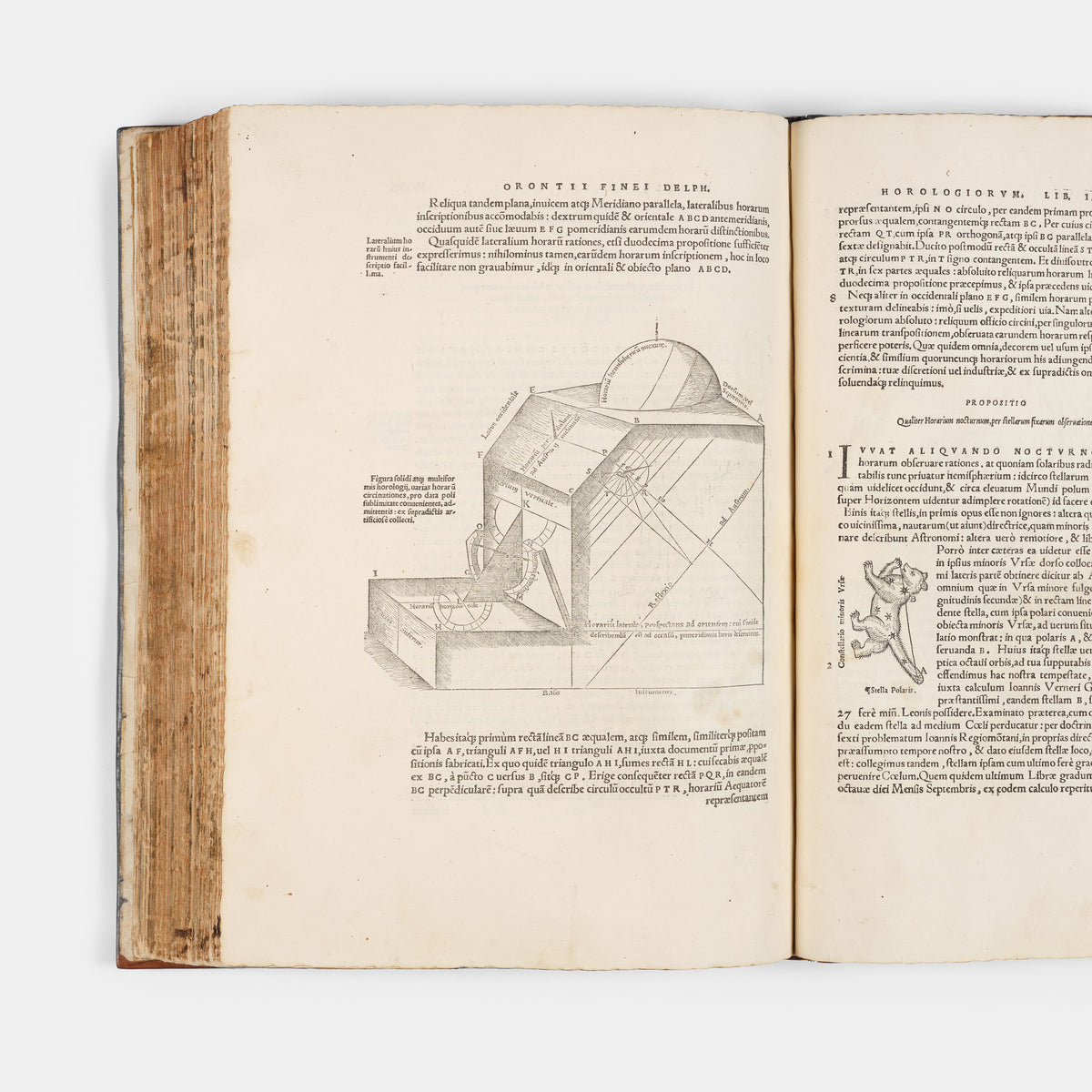 First collected edition of mathematician Oronce Finé's Protomathesis, a beautifully illustrated publication encompassing arithmetic, geometry, cosmography, and sundials.