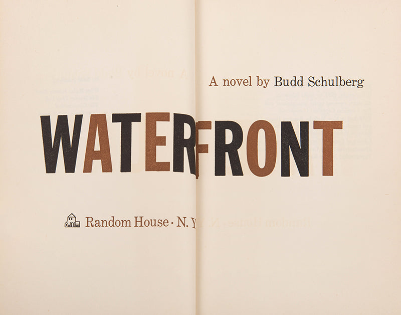 First edition of Budd Schulberg's Waterfront, the novelised version of his Academy Award-winning screenplay for On The Waterfront.