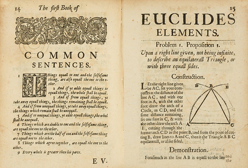 The rare Thomas Rudd edition of Euclid's Elements of Geometry, published in 1651 and including the important John Dee preface.