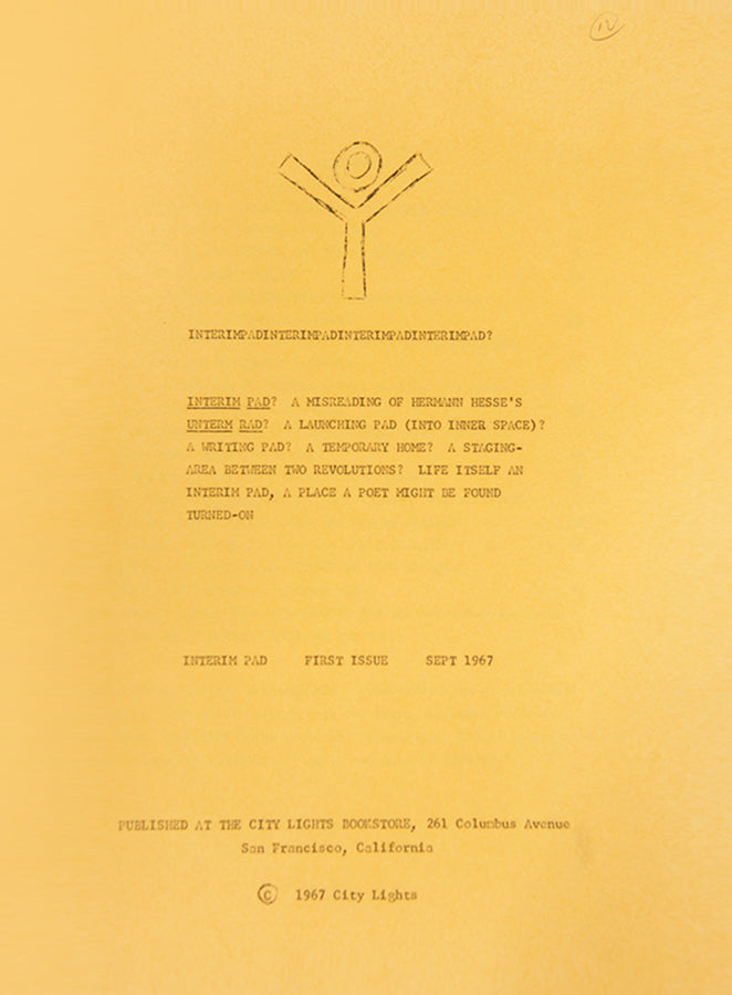 A scarce example of this one-shot Beat magazine, edited by Lawrence Ferlinghetti and published by his City Lights Bookstore.