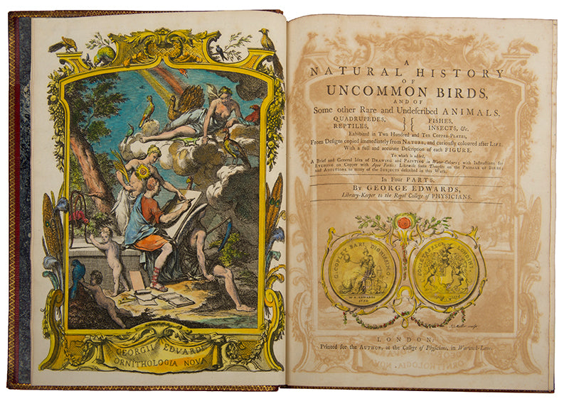 A handsome set of one of the most important of all bird books, George Edwards' Natural History of Uncommon Birds with Gleanings of Natural History, 1743-1806.