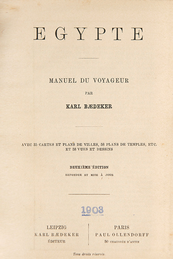 Karl Baedeker. Egypte 1903. Second edition