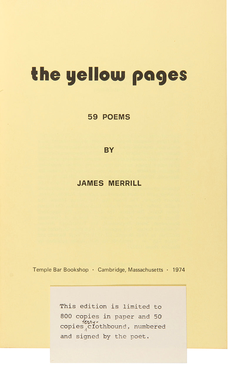 The Yellow pages, second edition, one of 800 copies, signed by the author to his lover Peter Gillis