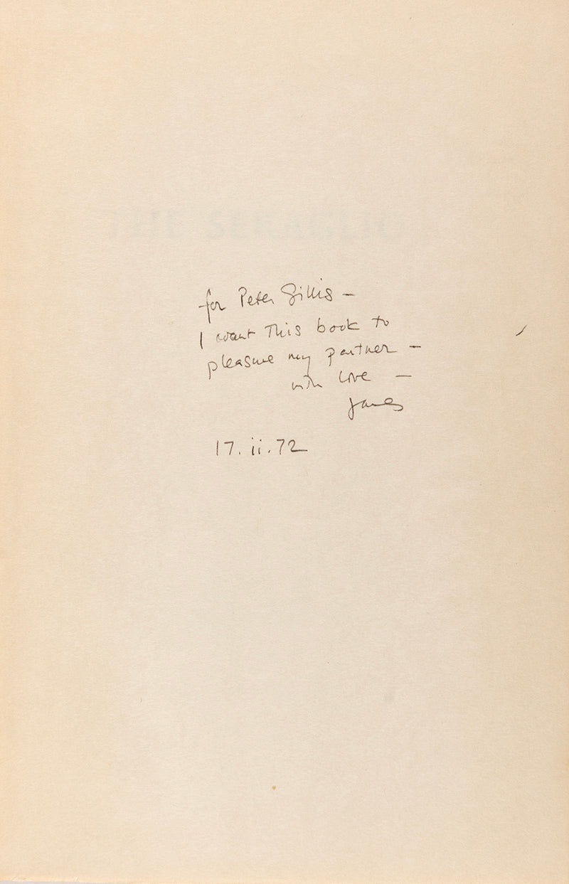 First edition of The Seraglio by James Merrill, inscribed by the author to his lover Peter Gillis.
