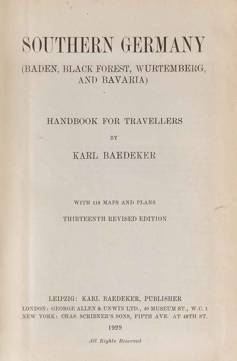 Karl Baedeker. Southern Germany 1929.