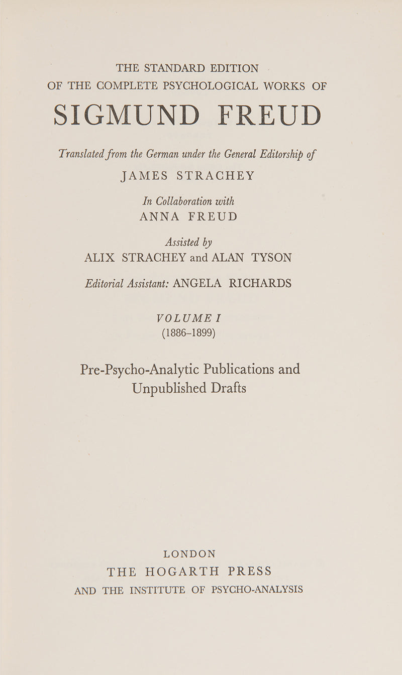 The Complete Psychological Works in Egliohs translation of Sigmund Freud, published by the Hogarth press, all but six of the volumes are first editions, first impressions