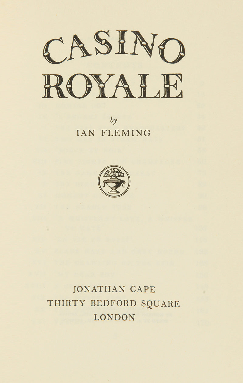 First edition of Casino Royale by Ian Fleming, the first James Bond book.
