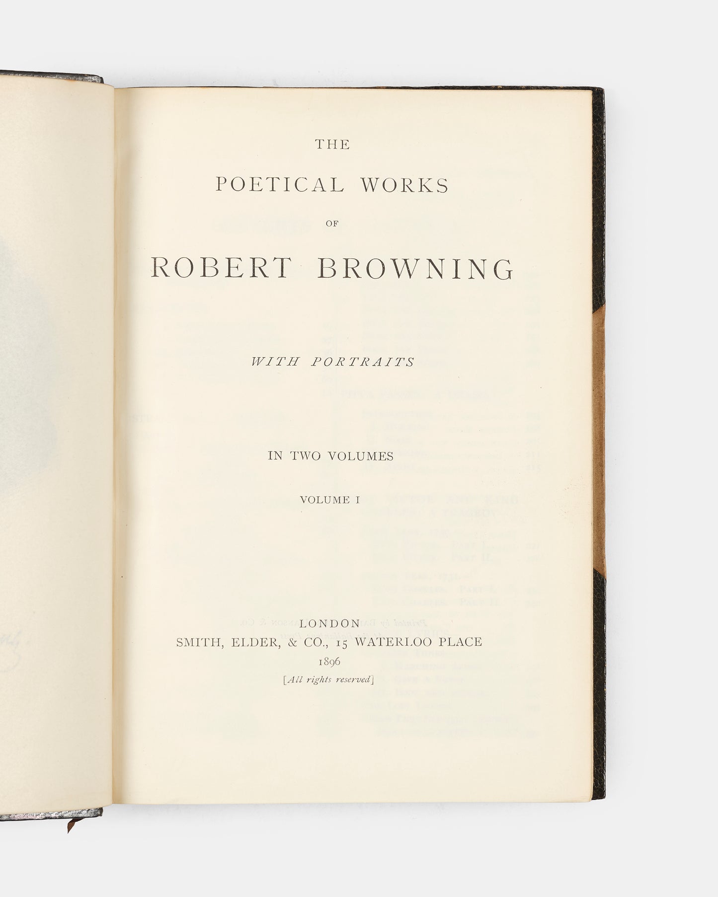 A thorough collection of Robert Browning's poetry bound by Bickers & Son in 1896.