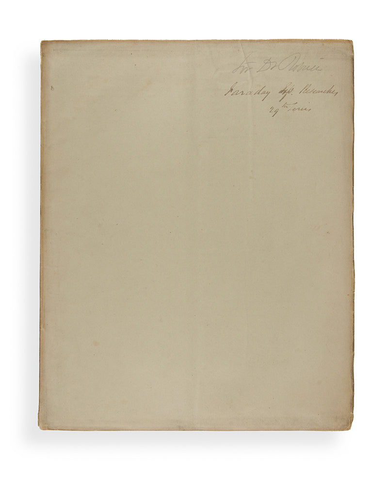 The rare offprint of Michael Faraday's Experimental Researches in Electricity, Twenty-ninth Series. Presentation copy inscribed by the author.