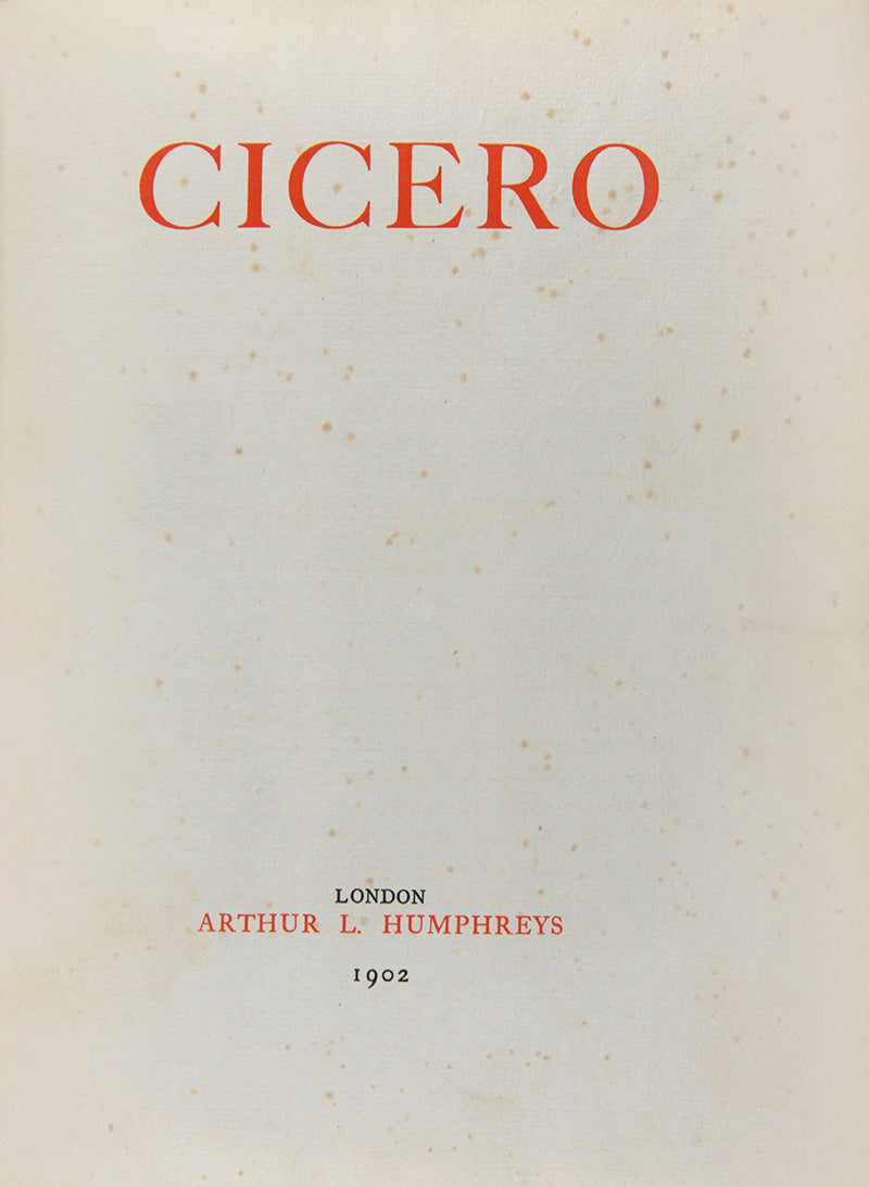 A fine-pritned example of Cicero's De Officiis in English translation, pleasinlgy bound in crushed red-brown morocco gilt