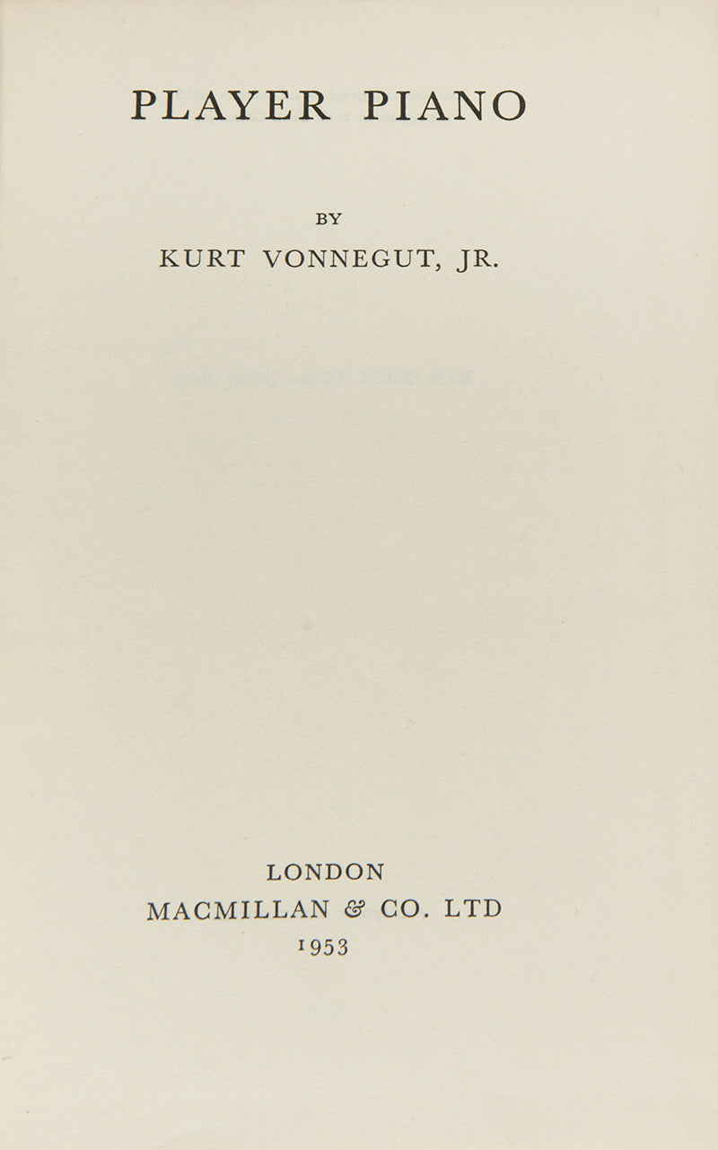 First UK edition of Player Piano by Kurt Vonnegut, the author's first book.