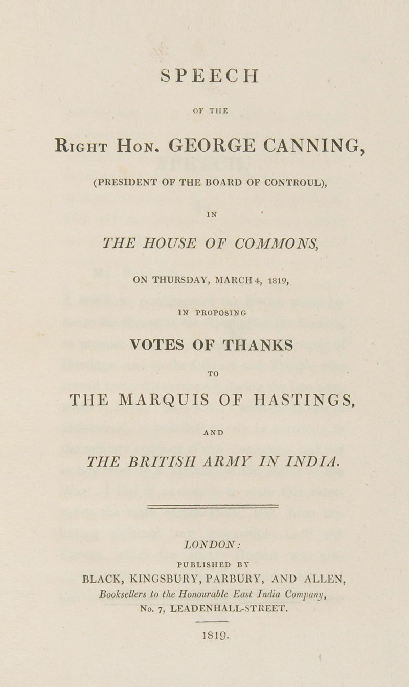 Speech of the Right Hon. George Canning,