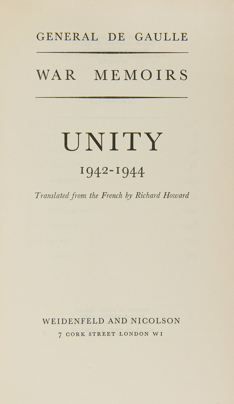 The second volume of General de Gaulle's War Memoirs.