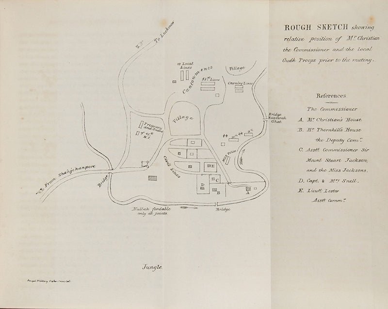First edition of Narrative of the Mutinies in Oude by G Hutchinson, a sarce firsthand account of the events of the Indian Rebellion in Oudh.