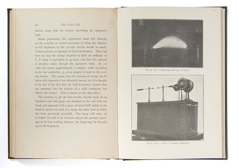 A first edition of the well-illustrated copy of The Tesla High Frequency Coil by George F. Haller and Elmer Tilling Cunningham