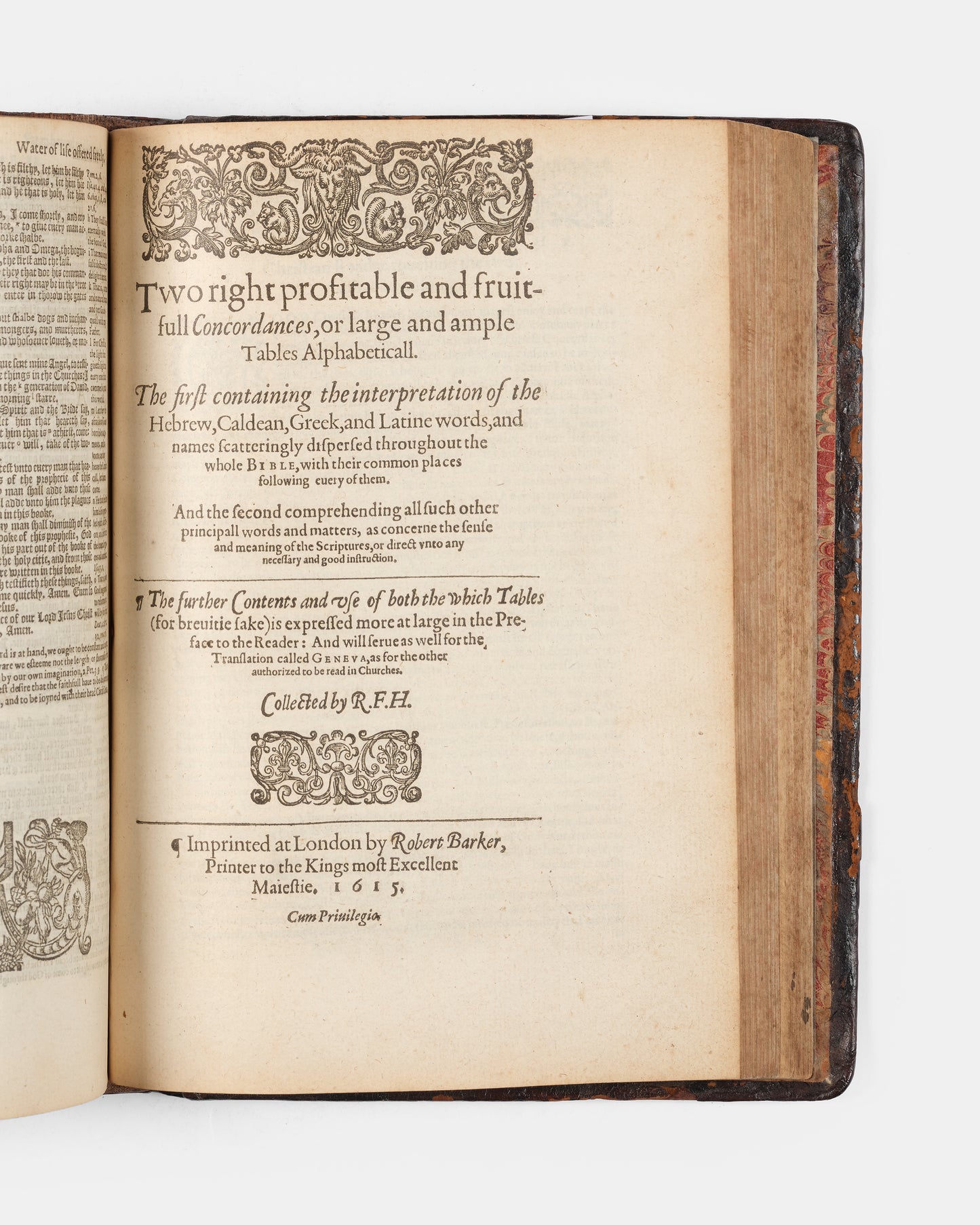 A superb, rare complete example of the Geneva Bible, bound with the Book of Common Prayer, Concordances and Pslam, in the original blind-panelled calf binding